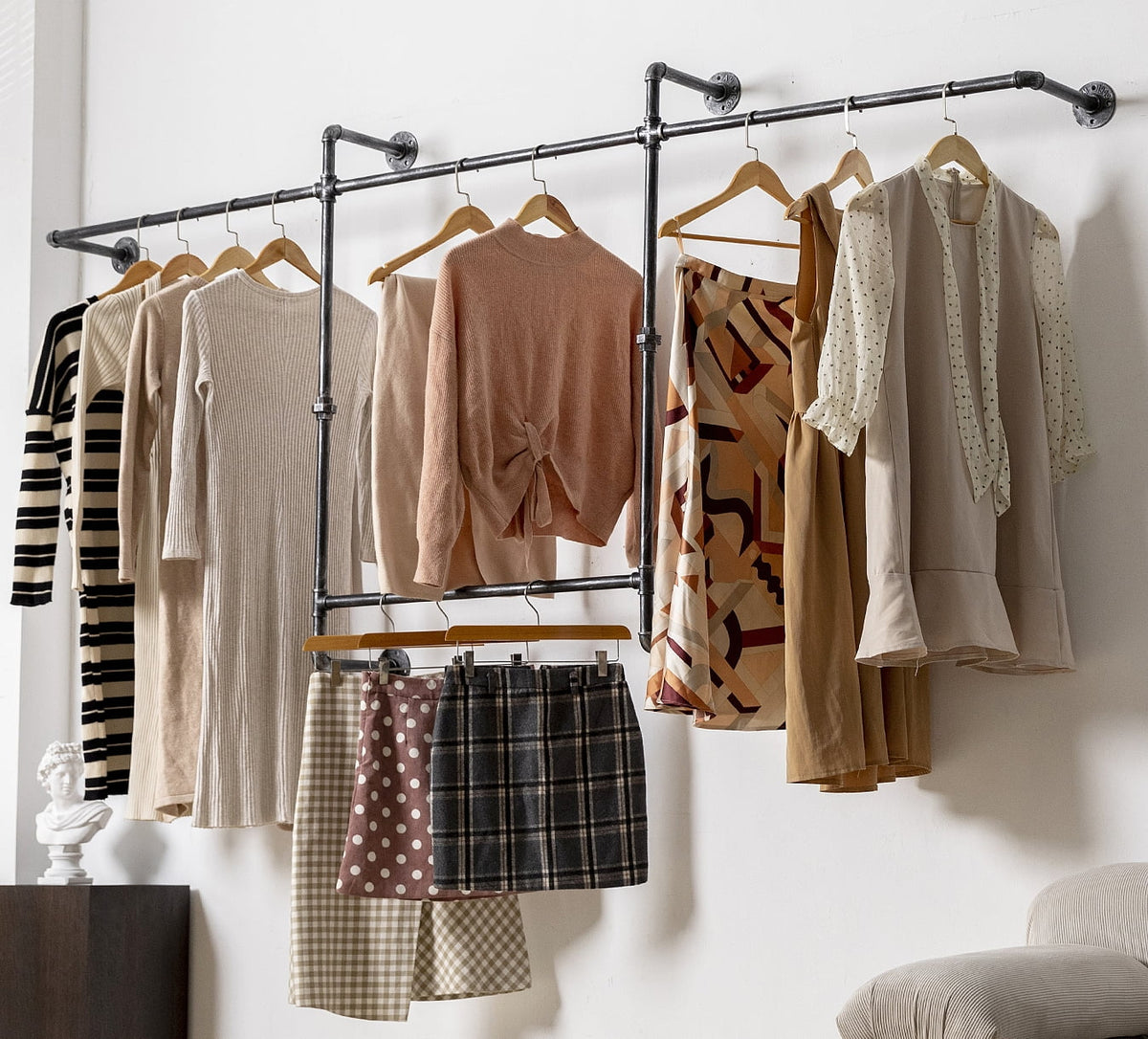 82.5 Inches Wall Mounted Heavy Duty Garment Rack B1396