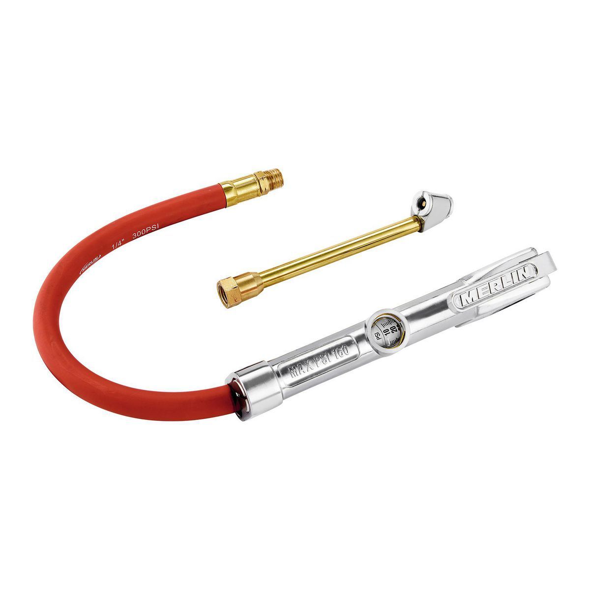 Dual-Head Angle Chuck Inflator with Inline Gauge J369