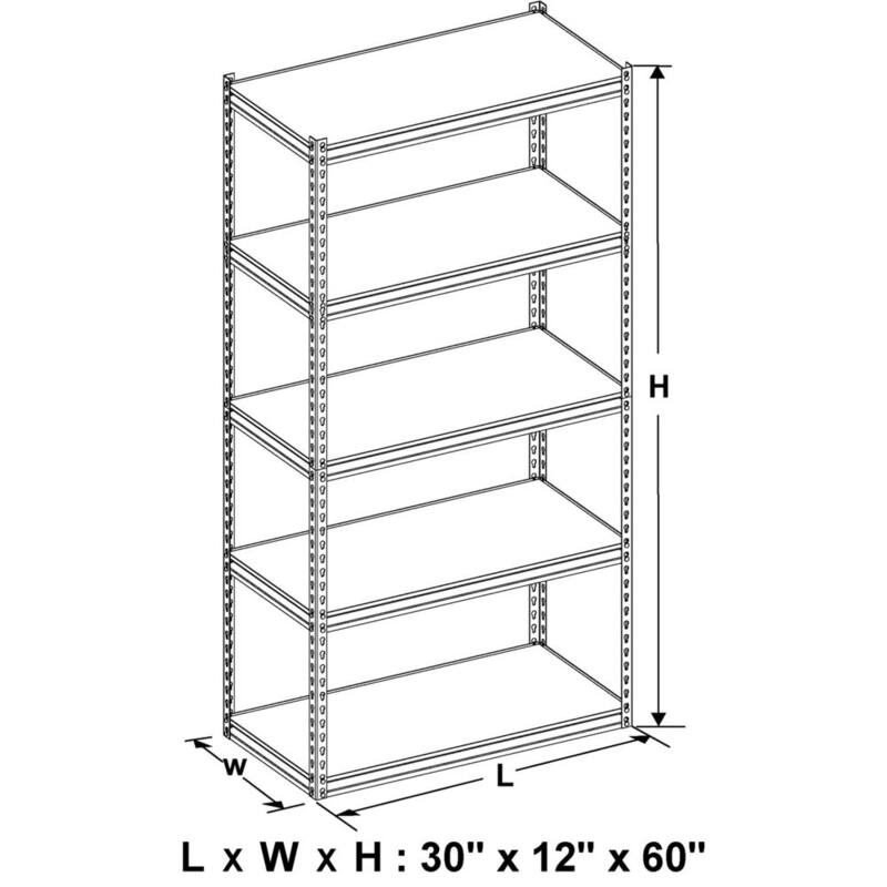 White 5-Tier Adjustable Steel Storage Rack K3629