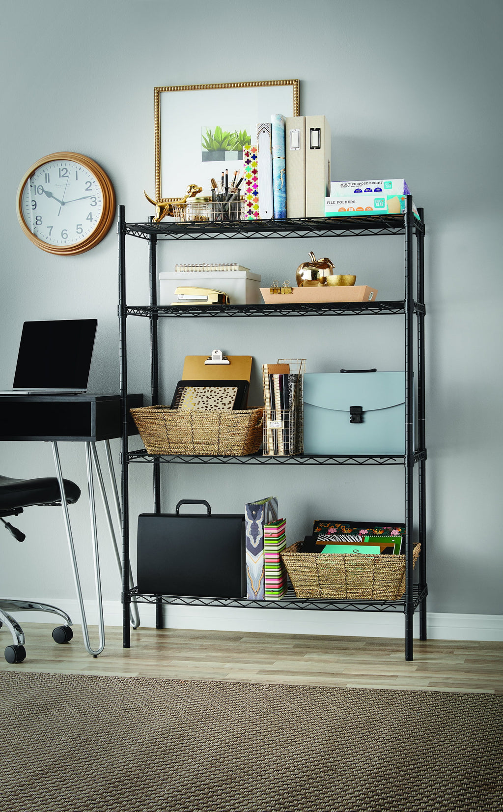 Steel 4-Tier Storage Shelf Unit White C505942