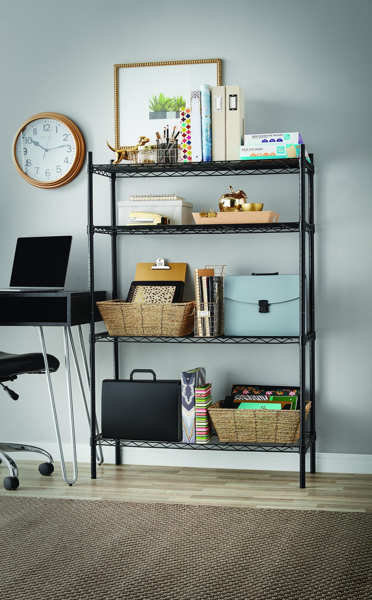 Steel 4-Tier Storage Shelf Unit White C505942