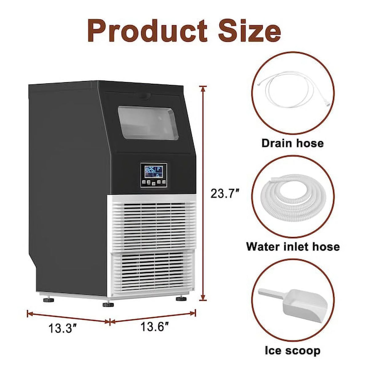 Countertop Bullet Ice Maker with Ice Scoop and Built-in Rack C549901