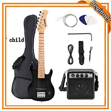 30 inch Black Electric Guitar Starter Kit with Amp Case and Accessories R7139