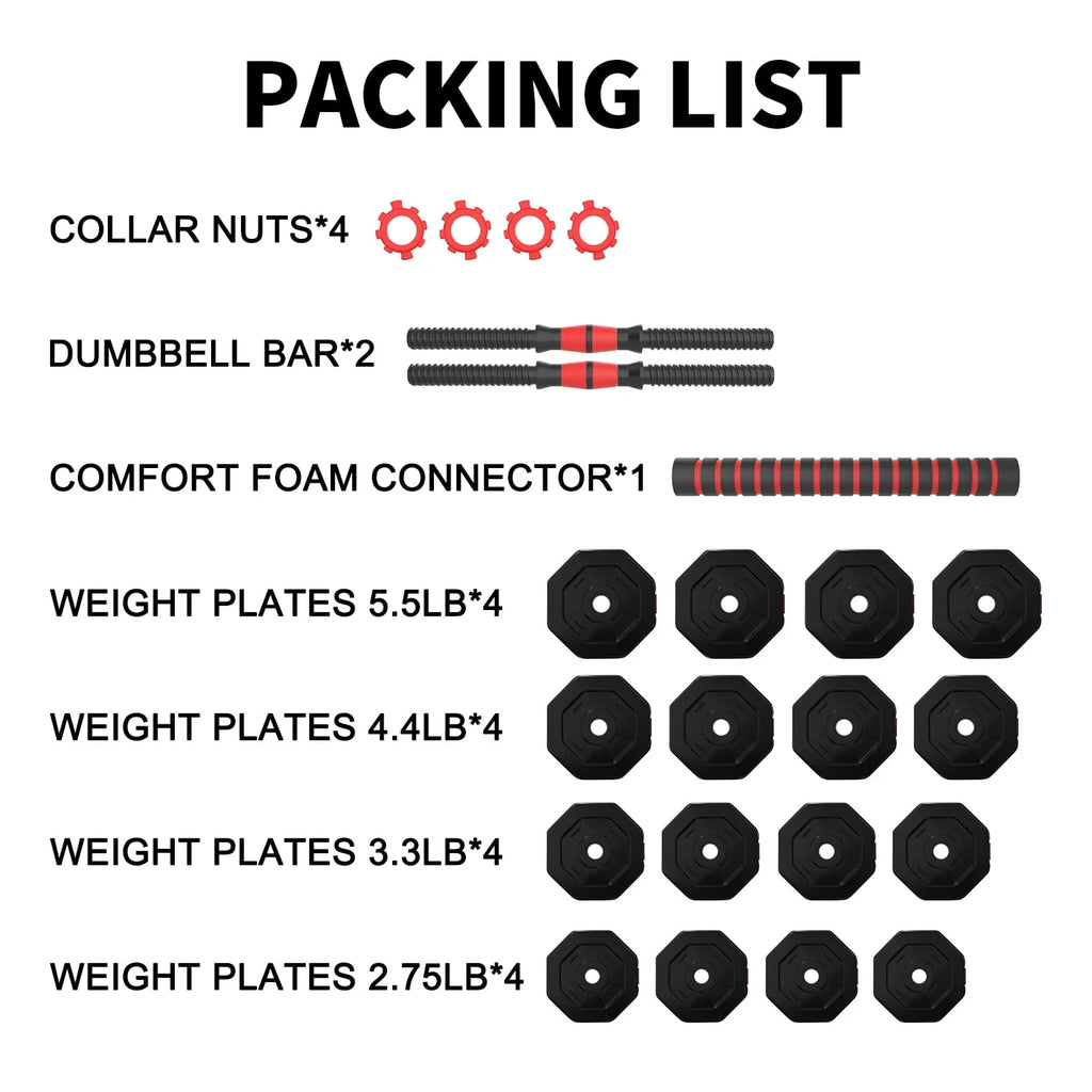 66 Lb Adjustable Weights Dumbbells Set K51308