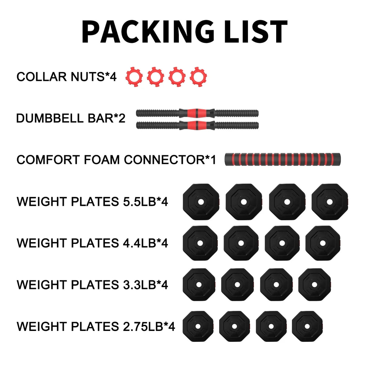 66 Lb Adjustable Weights Dumbbells Set K51308