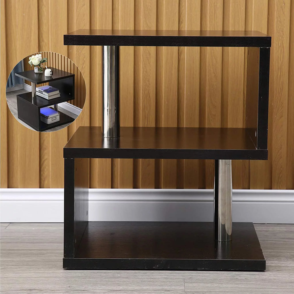 Black High Gloss S-Shaped Coffee Table with LED Backlight G86859