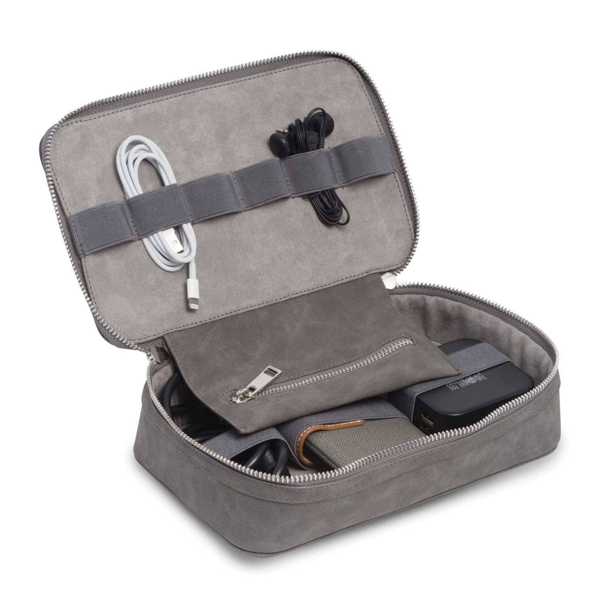Gray Leatherette Tech Accessory Case Z72870