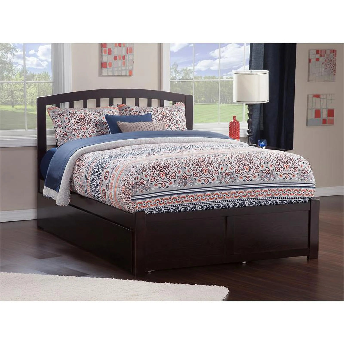Wood Queen Bed with Trundle in Espresso G2000