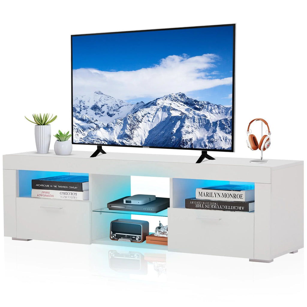 Black TV Stand with Storage Cabinet and Drawer P6258