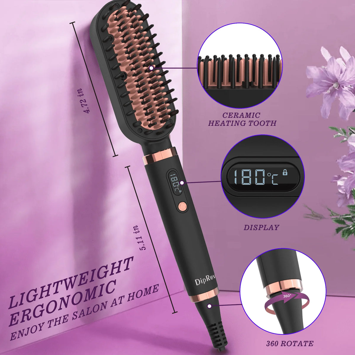 2 in 1 Ionic Fast Heating Straightener Brush A5864