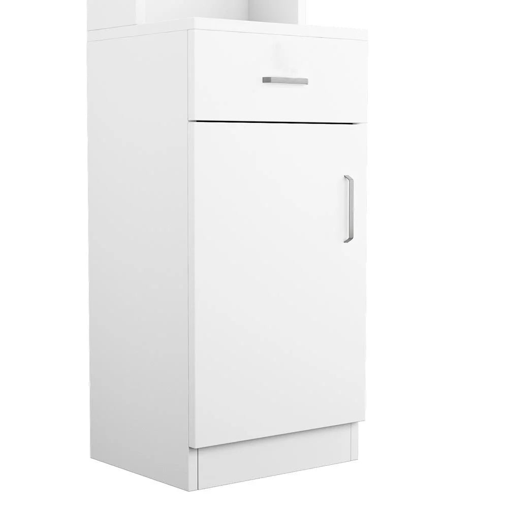 White Tall Storage Cabinet with Drawer P337525