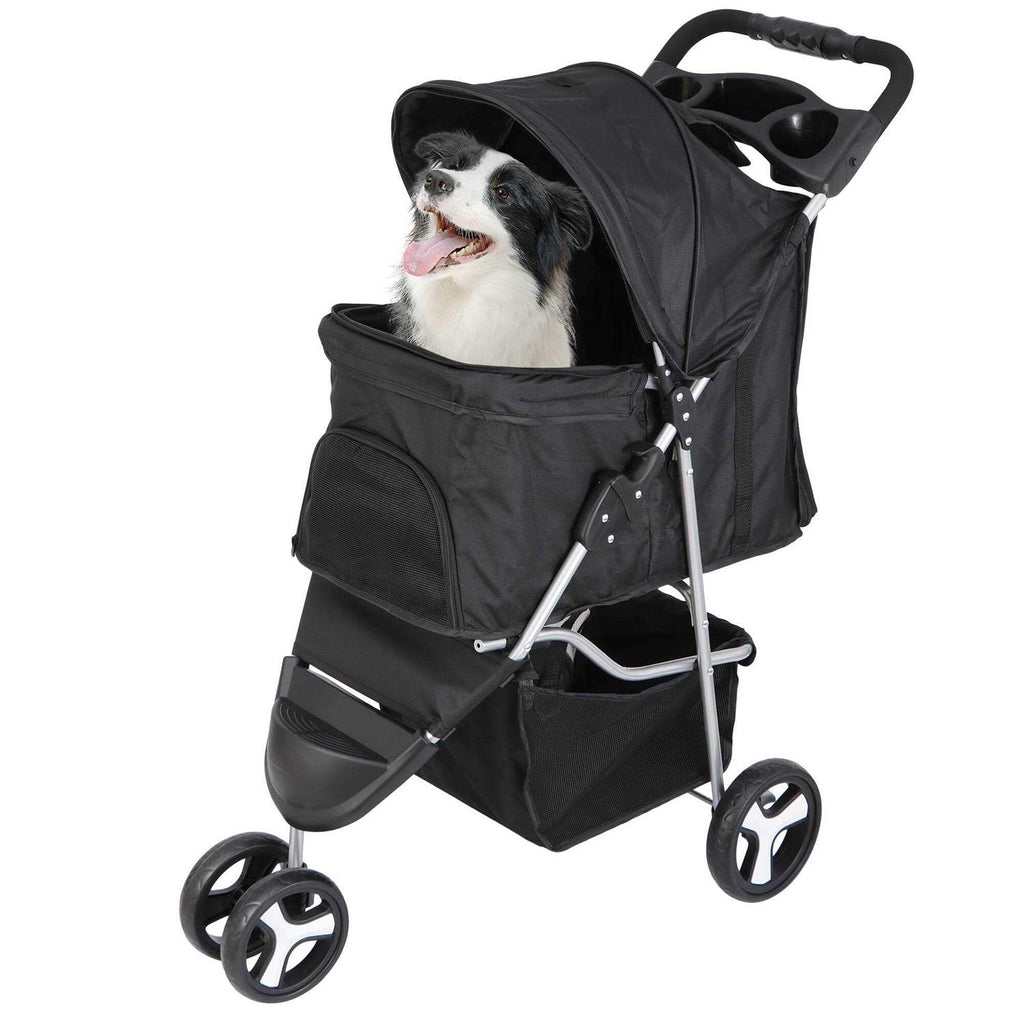 3 Wheel Foldable Pet Stroller with Storage Basket S5839