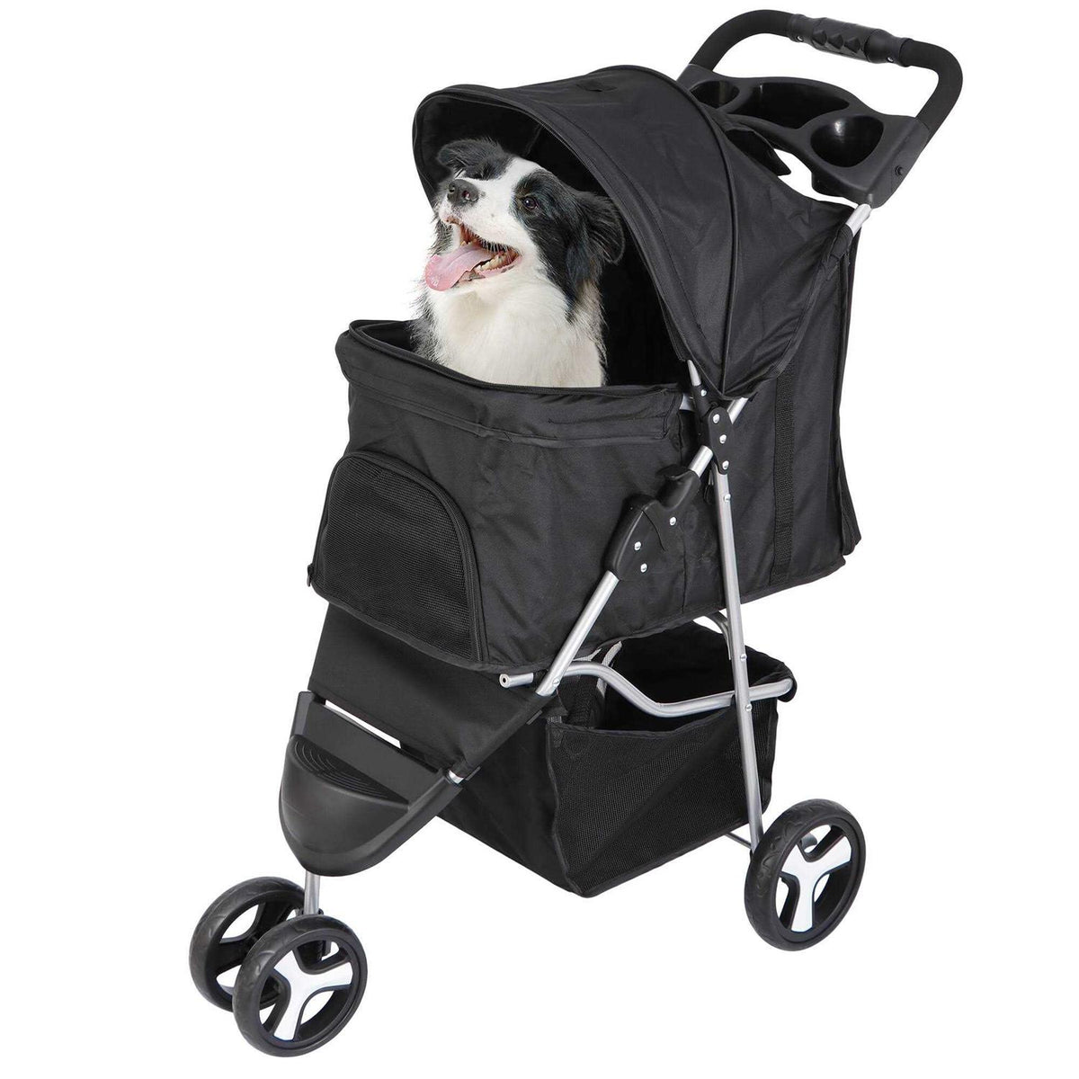 3 Wheel Foldable Pet Stroller with Storage Basket S5839