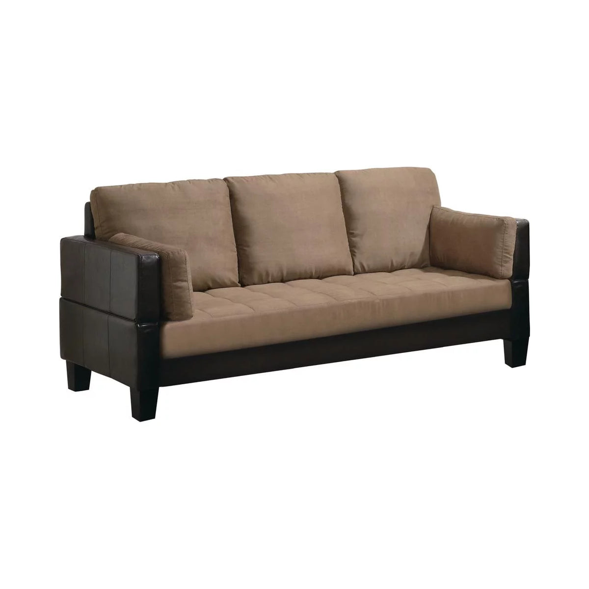 Brown Upholstered Sofa Bed with 2 Ottomans P888