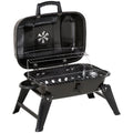 Portable Charcoal Grill, Tabletop Small BBQ Grill, Enamel Coated, Folding Legs, Black Q430