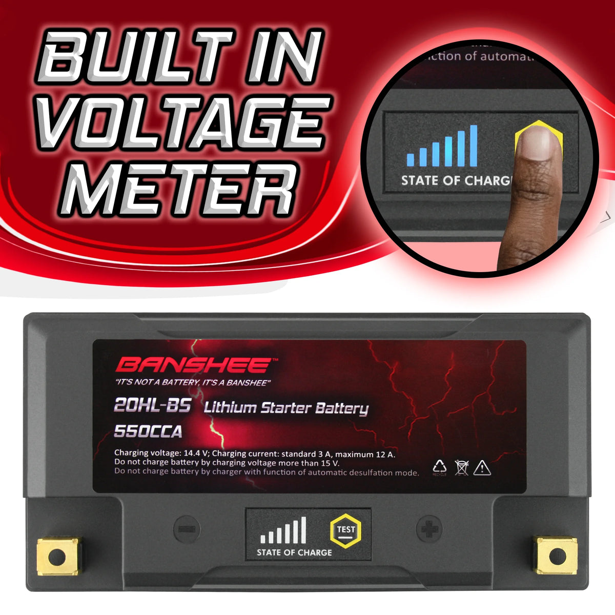 12V 18Ah 550CCA LiFePO4 Lithium Motorcycle Battery U324