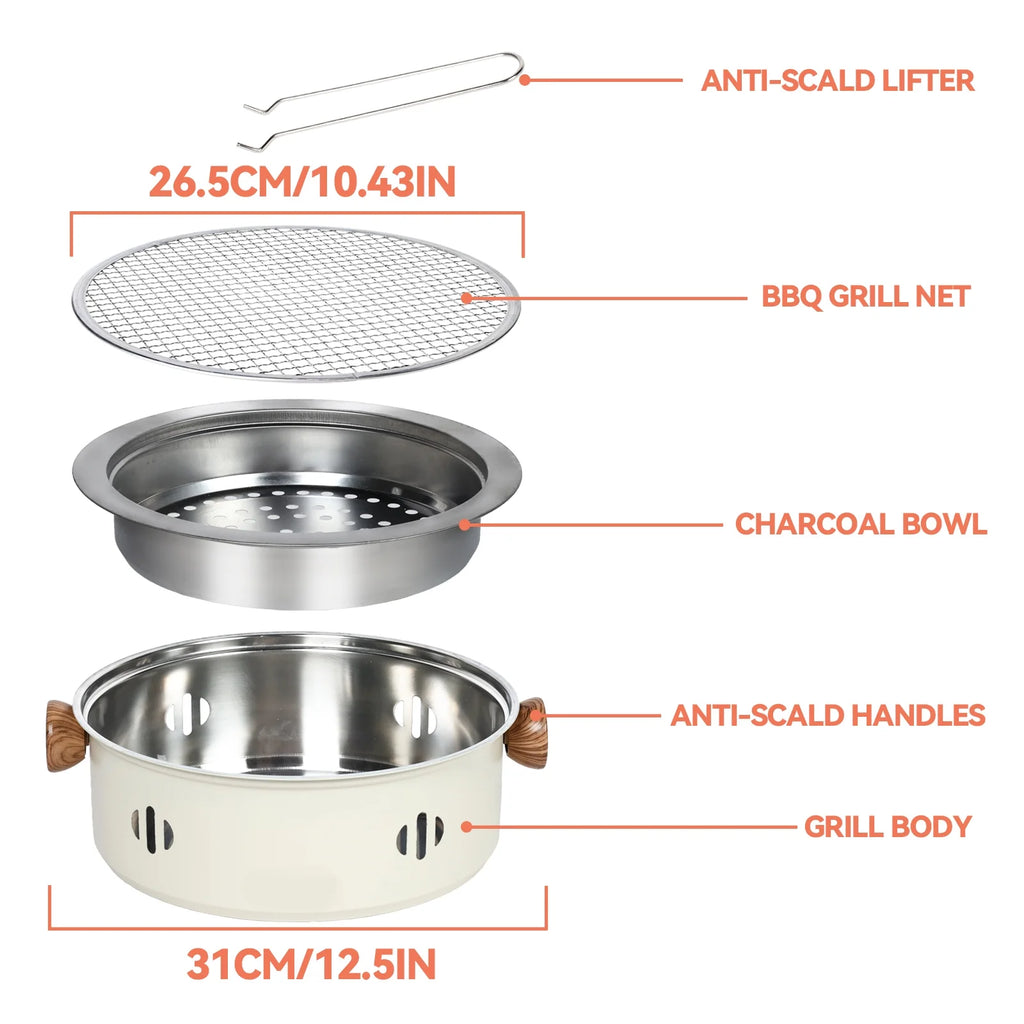 Charcoal BBQ Grill Portable Camping Grill Black M5171
