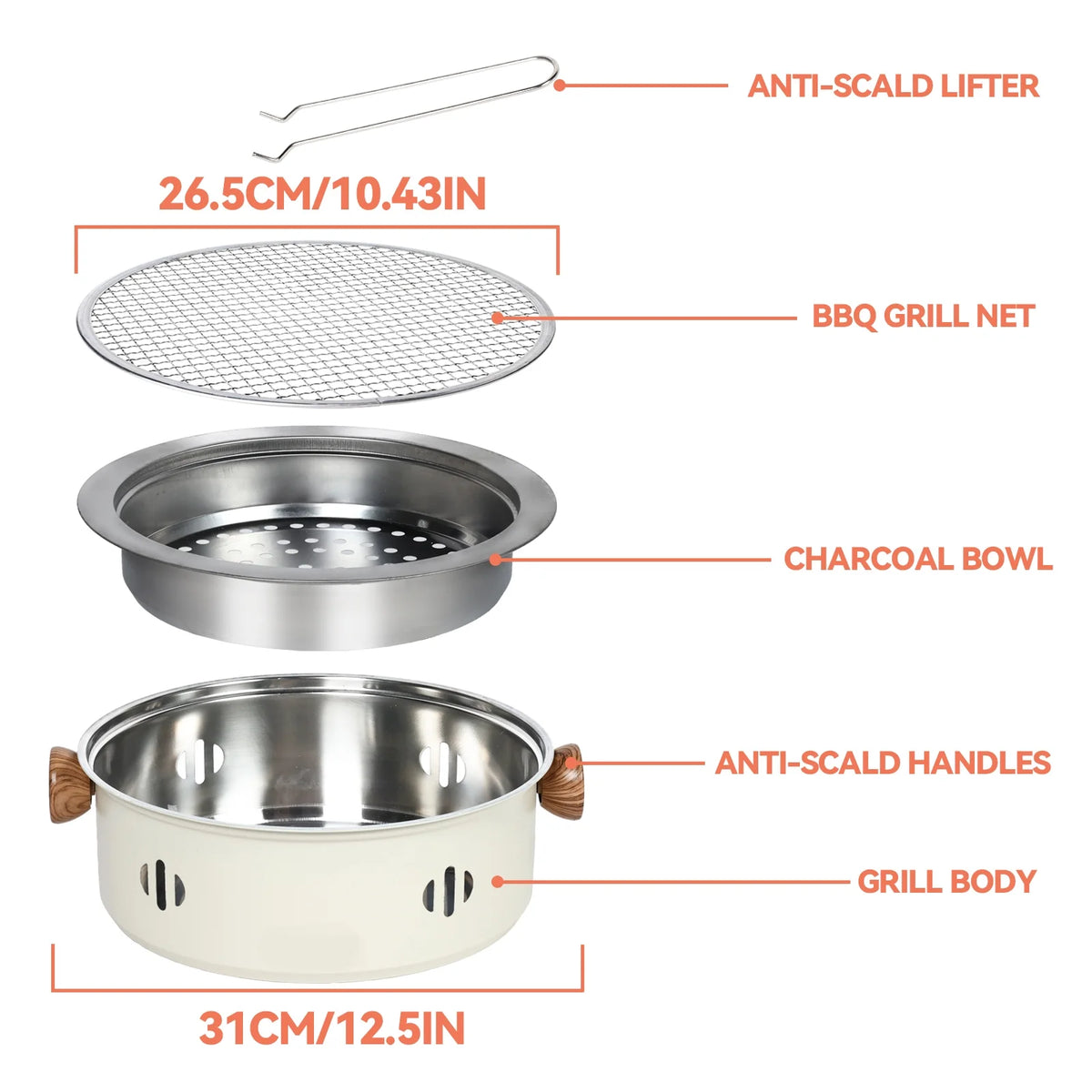 Charcoal BBQ Grill Portable Camping Grill Black M5171