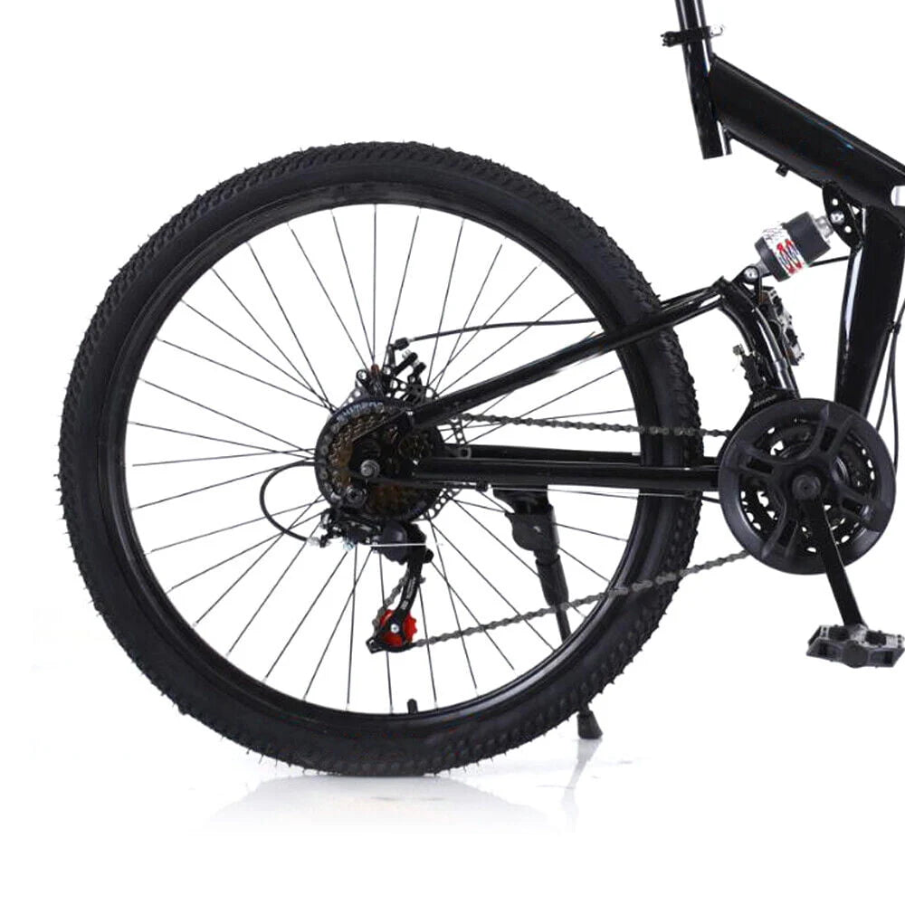21 Speed Folding Mountain Bike Carbon Steel Adults Foldable Bicycle T214