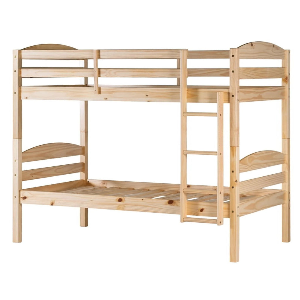 Solid Wood Twin-over-Twin Bunk Bed Frame in Natural H8048