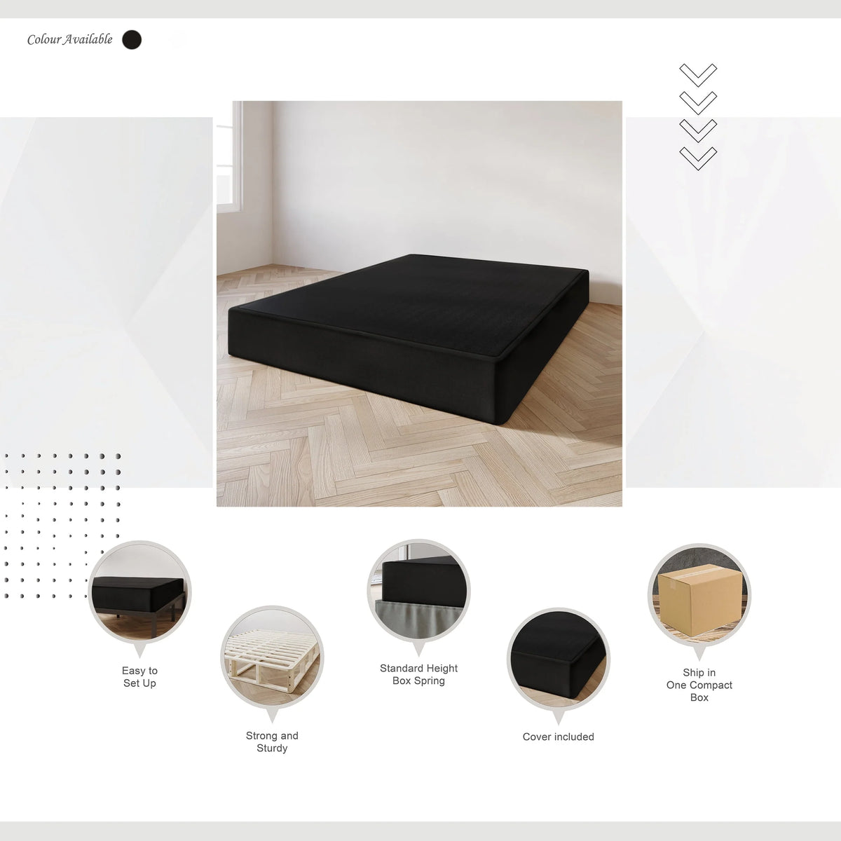 Wood Box Spring Mattress Foundation 8 Black Linen Full P968632